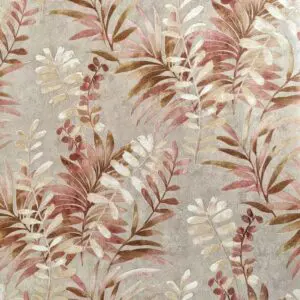 PAPEL DE PAREDE IMPORTADO FOLHAGEM MARROM VERMELHO VINÍLICO LUXO