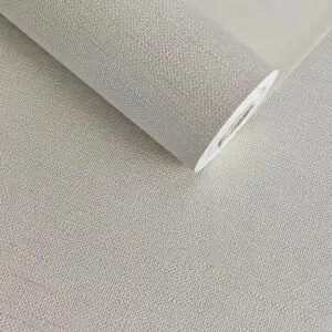KIT 7 ROLOS PAPEL DE PAREDE IMPORTADO LINHO OFFWHITE BRANCO PEROLADO VINÍLICO