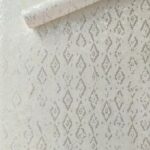 PAPEL DE PAREDE IMPORTADO ÉTNICO GEOMÉTRICO OFFWHITE PRATA VINÍLICO LUXO