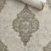PAPEL DE PAREDE IMPORTADO ARABESCO MARROM E DOURADO ESCURO VINÍLICO SUPER LUXO
