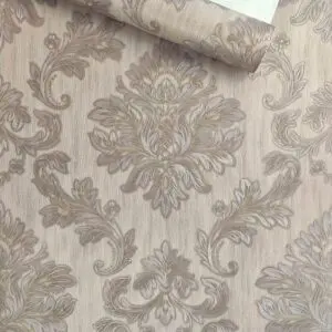 PAPEL DE PAREDE IMPORTADO ARABESCO CLÁSSICO MARROM VINÍLICO SUPER LUXO
