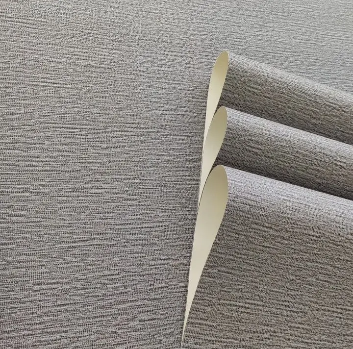 PAPEL DE PAREDE IMPORTADO LINHO CINZA RELEVO VINÍLICO LUXO