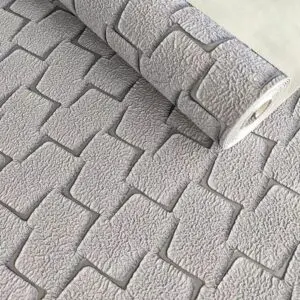 PAPEL DE PAREDE ULTRA RELEVO TOQUE MACIO CINZA PRATA IMPORTADO