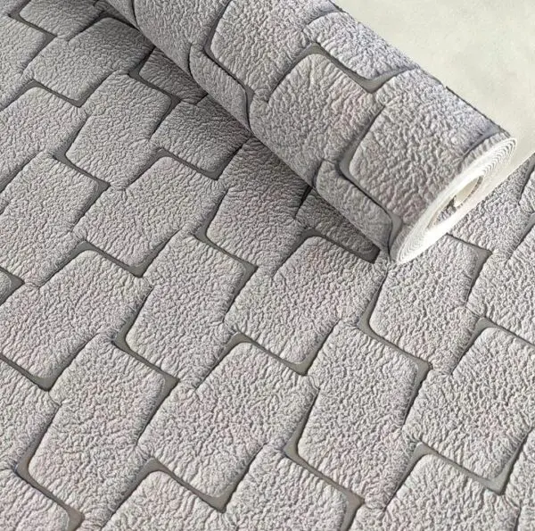 PAPEL DE PAREDE ULTRA RELEVO TOQUE MACIO CINZA PRATA IMPORTADO