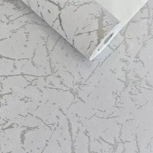 PAPEL DE PAREDE VINÍLICO MÁRMORE CINZA PRATA IMPORTADO