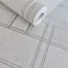 PAPEL DE PAREDE ULTRA RELEVO GEOMÉTRICO TOQUE MACIO BRANCO OFFWHITE E CINZA IMPORTADO