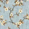 PAPEL DE PAREDE IMPORTADO FLORAL AZUL VINÍLICO LUXO