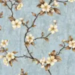 PAPEL DE PAREDE IMPORTADO FLORAL AZUL VINÍLICO LUXO