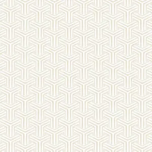 PAPEL DE PAREDE IMPORTADO GEOMÉTRICO BRANCO E DOURADO VINÍLICO HOMEHAUS