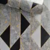PAPEL DE PAREDE ULTRA RELEVO GEOMÉTRICO PRETO CINZA E DOURADO IMPORTADO