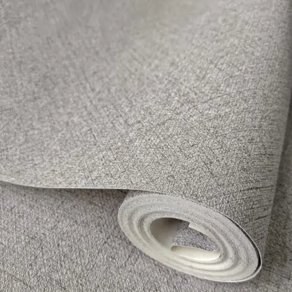 PAPEL DE PAREDE IMPORTADO LINHO CINZA CLARO VINÍLICO LUXO