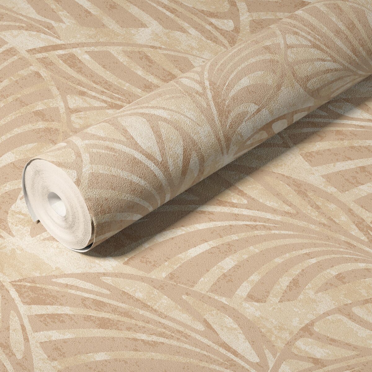 PAPEL DE PAREDE IMPORTADO FOLHAGEM CONTEMPORÂNEA MARROM CLARO CARAMELO RELEVO