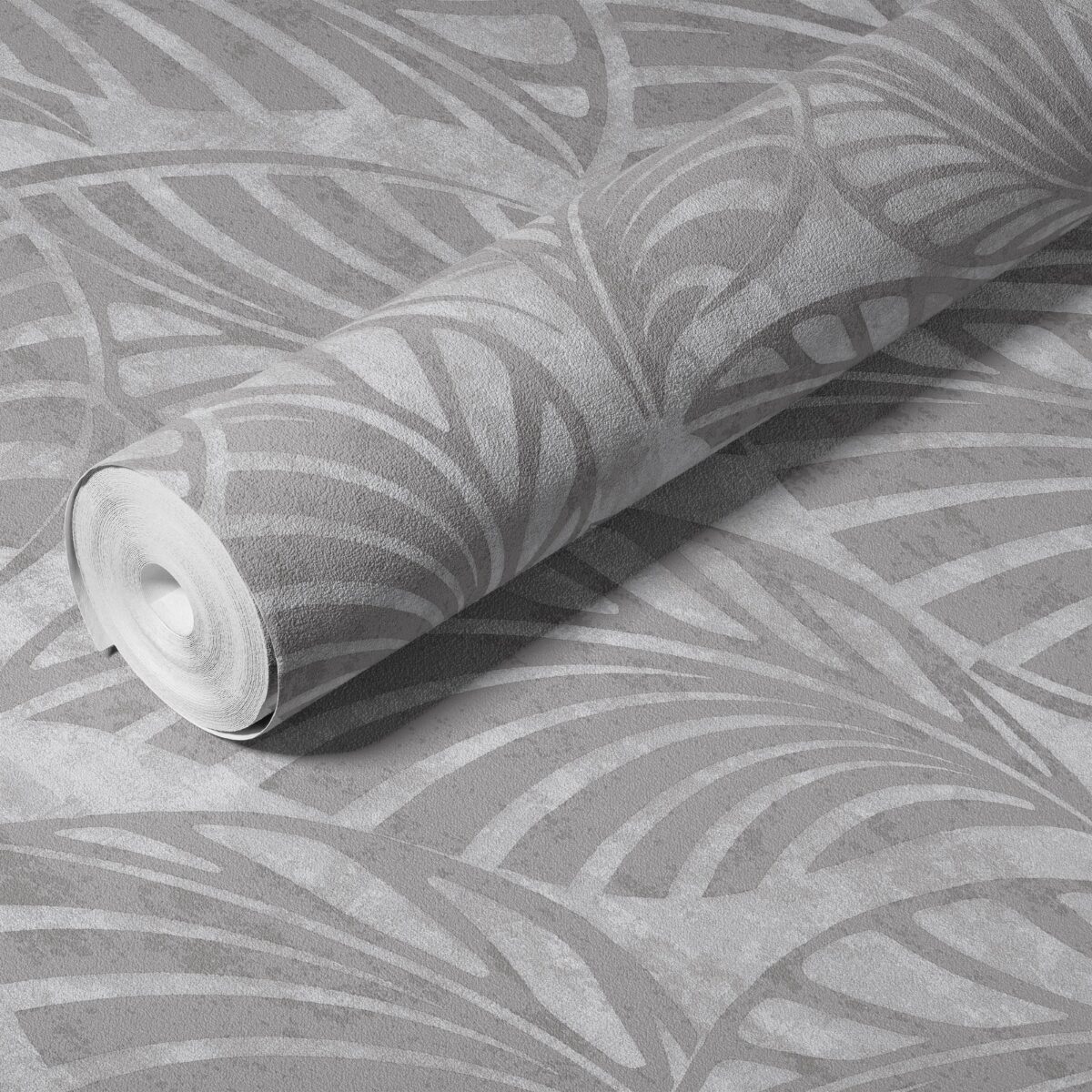 PAPEL DE PAREDE IMPORTADO FOLHAGEM CONTEMPORÂNEA CINZA RELEVO