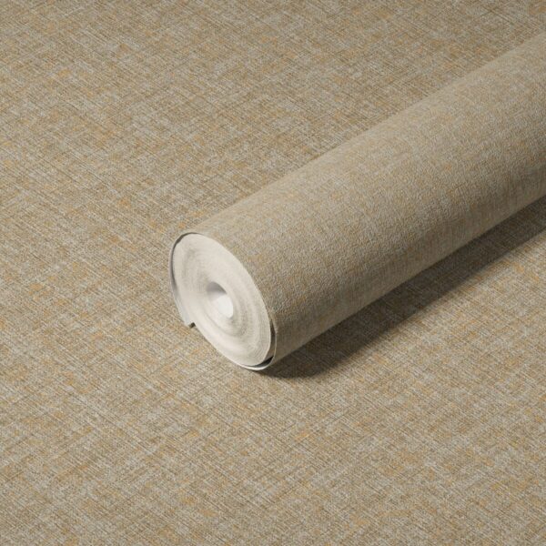 PAPEL DE PAREDE IMPORTADO LINHO MARROM CLARÍSSIMO DOURADO VINÍLICO TEXTURIZADO