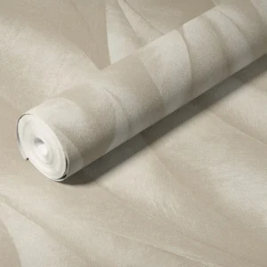 PAPEL DE PAREDE IMPORTADO FOLHAGEM FLUÍDA BEGE COM BRILHO VINÍLICO LUXO