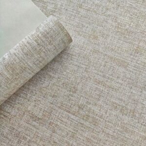 PAPEL DE PAREDE IMPORTADO LINHO MARROM CLARO DOURADO VINÍLICO LUXO