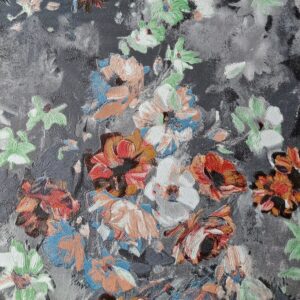 PAPEL DE PAREDE HOMEHAUS IMPORTADO FLORAL AQUARELA FUNDO CINZA VINÍLICO TEXTURIZADO