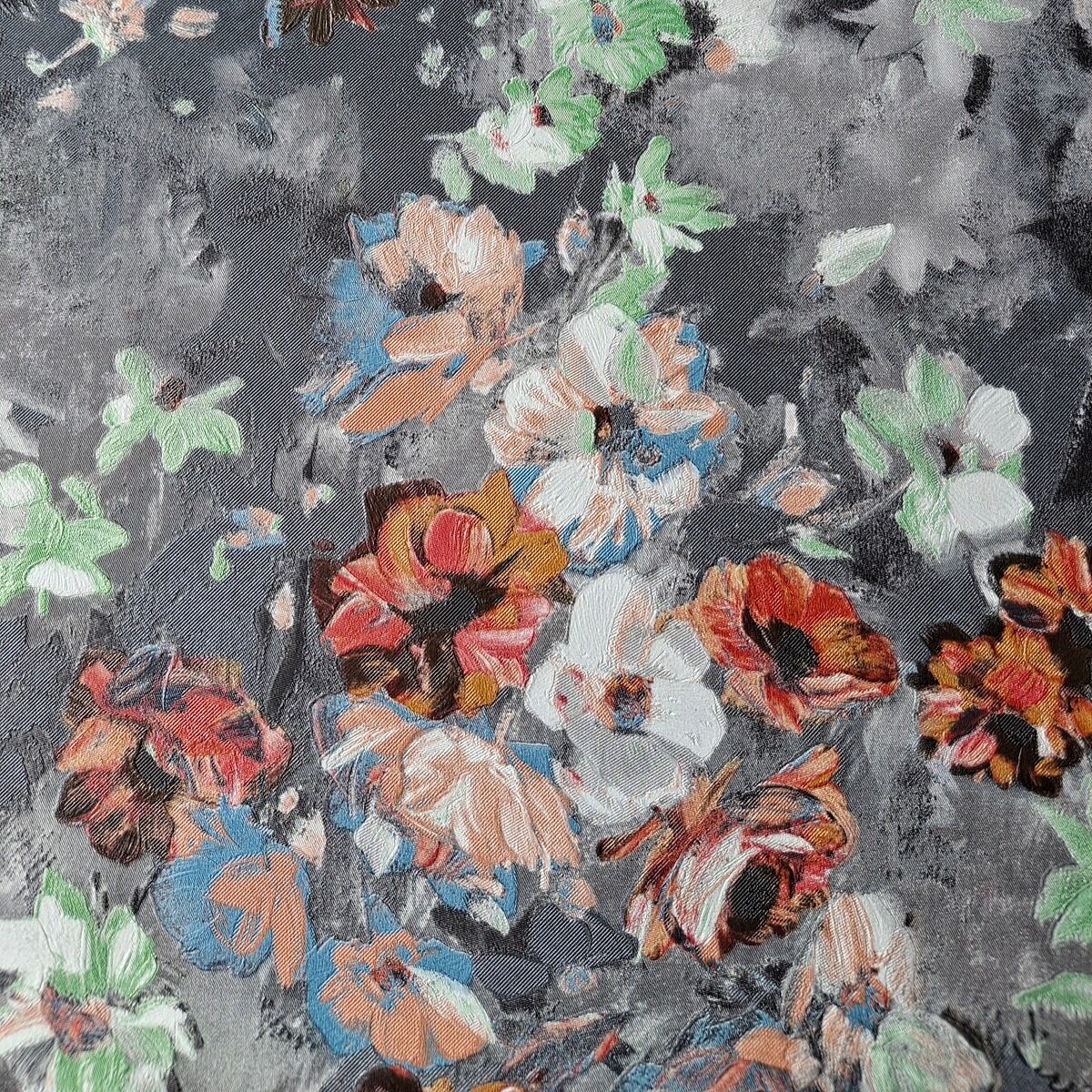 PAPEL DE PAREDE HOMEHAUS IMPORTADO FLORAL AQUARELA FUNDO CINZA VINÍLICO TEXTURIZADO