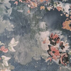 PAPEL DE PAREDE HOMEHAUS IMPORTADO FLORAL AQUARELA FUNDO AZUL ACINZENTADO VINÍLICO TEXTURIZADO
