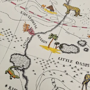 PAPEL DE PAREDE IMPORTADO INFANTIL MAPA SAFARI EXPLORADOR VINILIZADO HOMEHAUS