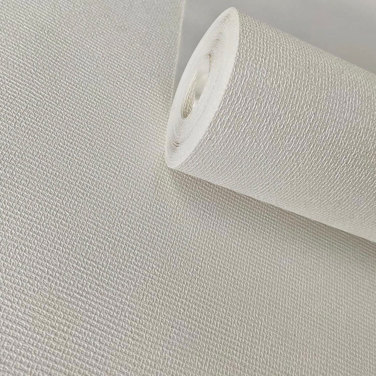 PAPEL DE PAREDE IMPORTADO LINHO OFFWHITE PEROLADO VINÍLICO TEXTURIZADO